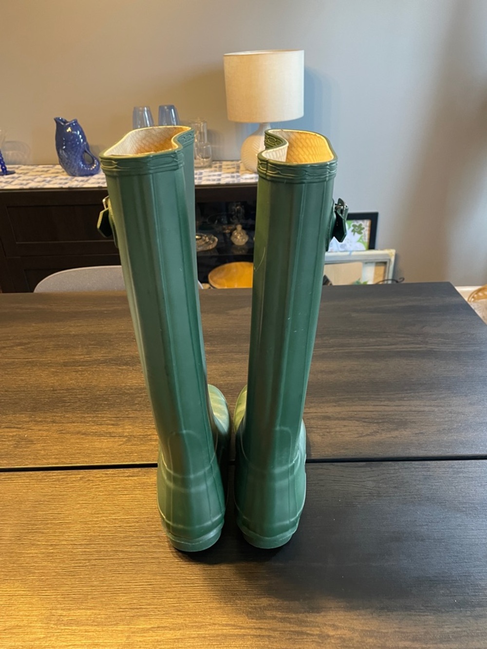 Hunter Forest Green Knee-High Rubber Rain Boots - Picture 3 of 4